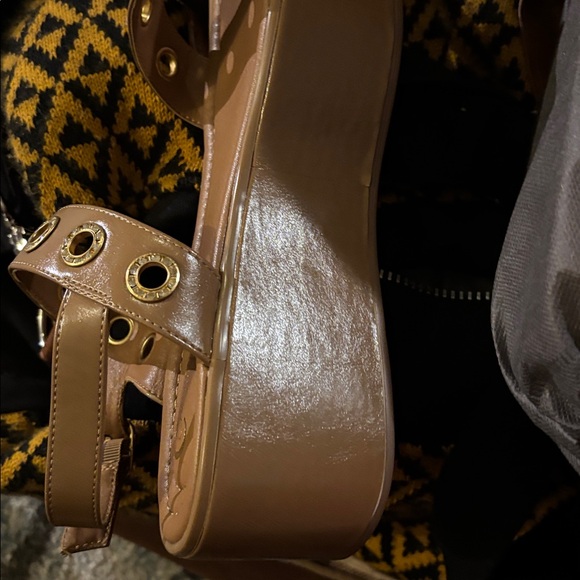 Comfort Plus by Predictions Tan Sandals with Stud Accents Platform -NWT - Picture 1 of 5